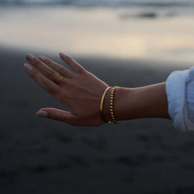 Natalie - Armband met medium kralen van roestvrij staal