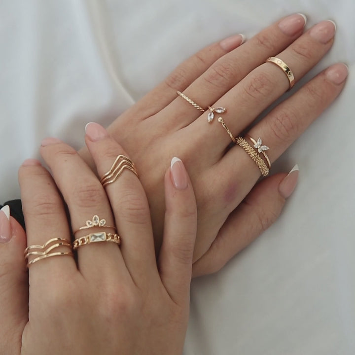 Leah - Witte Kristallen Vlinder Ring